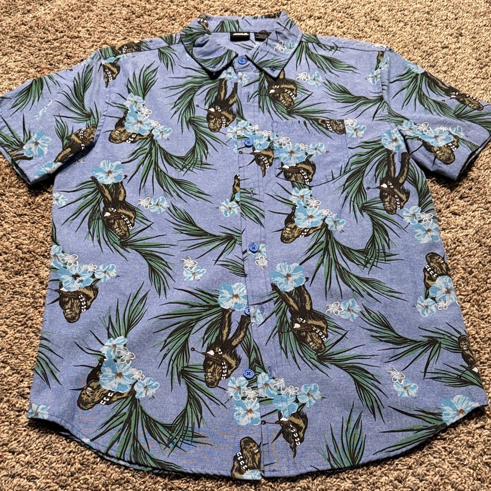 Star Wars Blue Floral Men's Casual Button Up Shirt